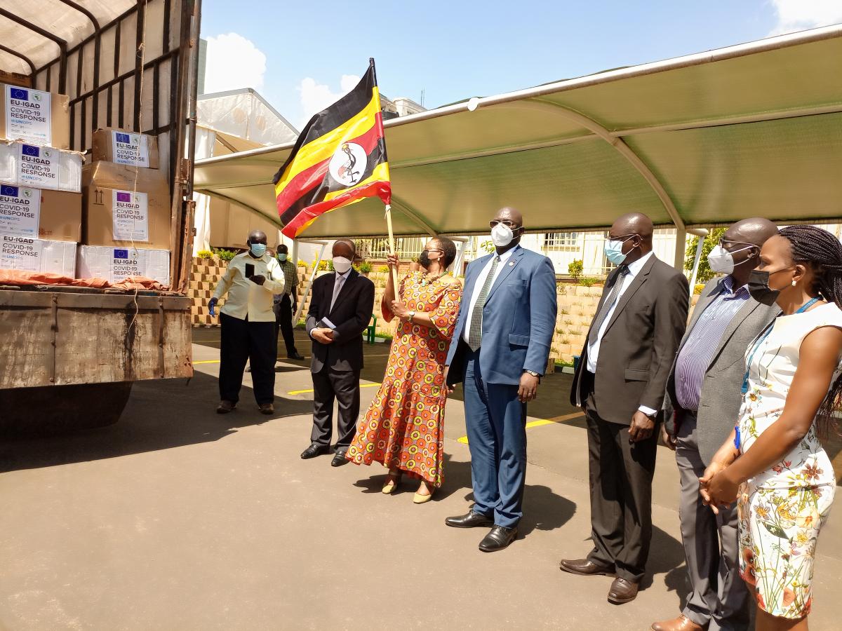   Minister Anifa Kawooya flags off the supplies