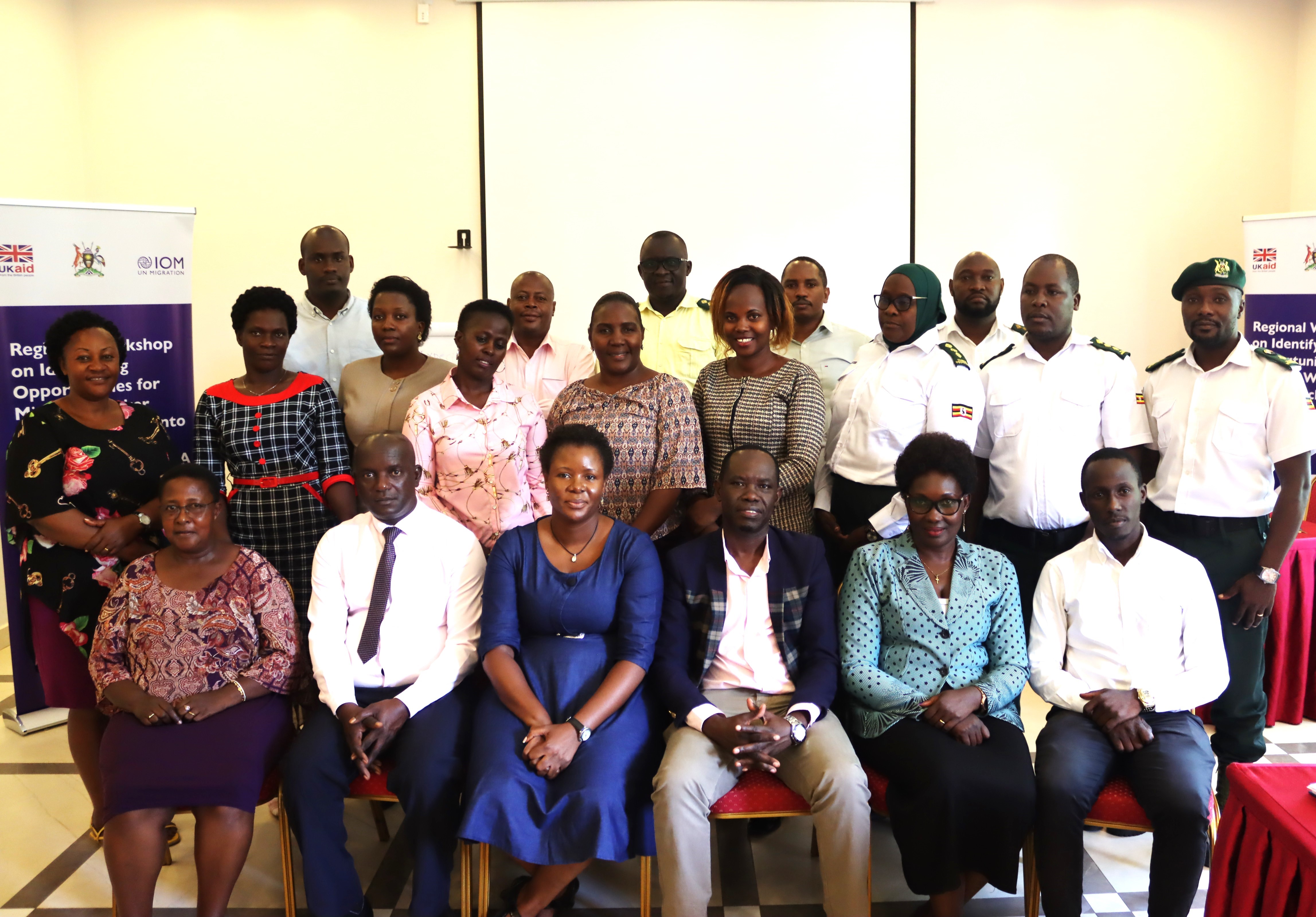 A group photo of the training participants in Entebbe